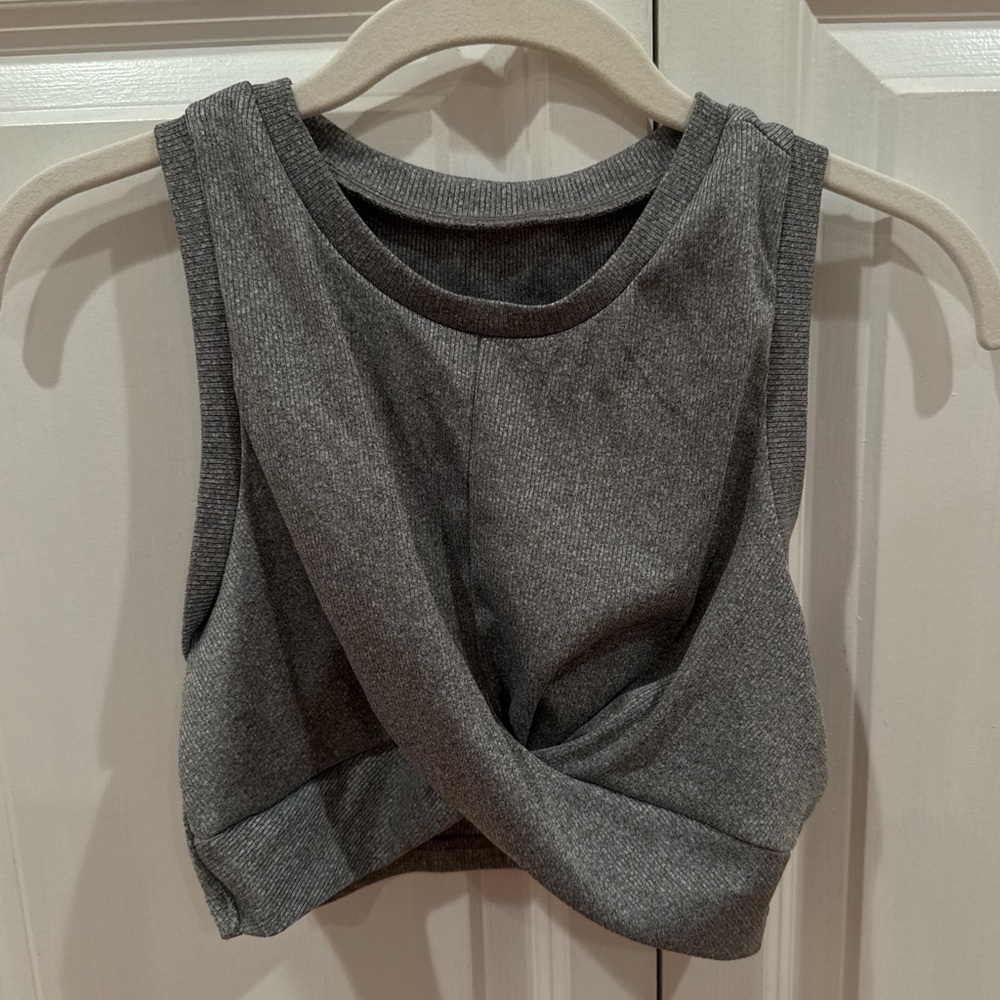Grey crop top with twist detail